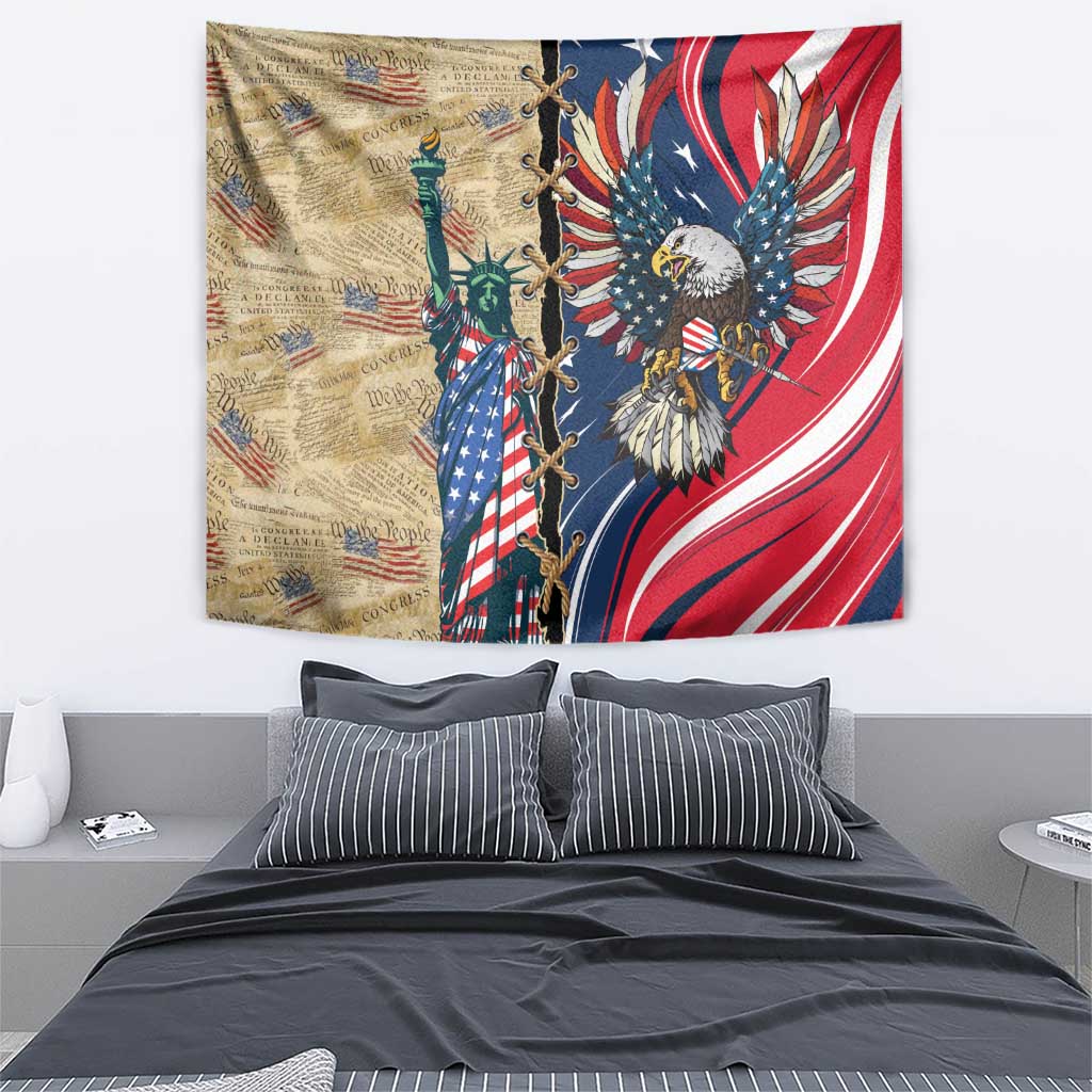 USA Eagle Statue of Liberty Tapestry American Patriotic Spirit - Wonder Print Shop