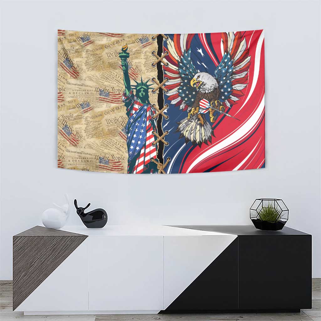 USA Eagle Statue of Liberty Tapestry American Patriotic Spirit - Wonder Print Shop