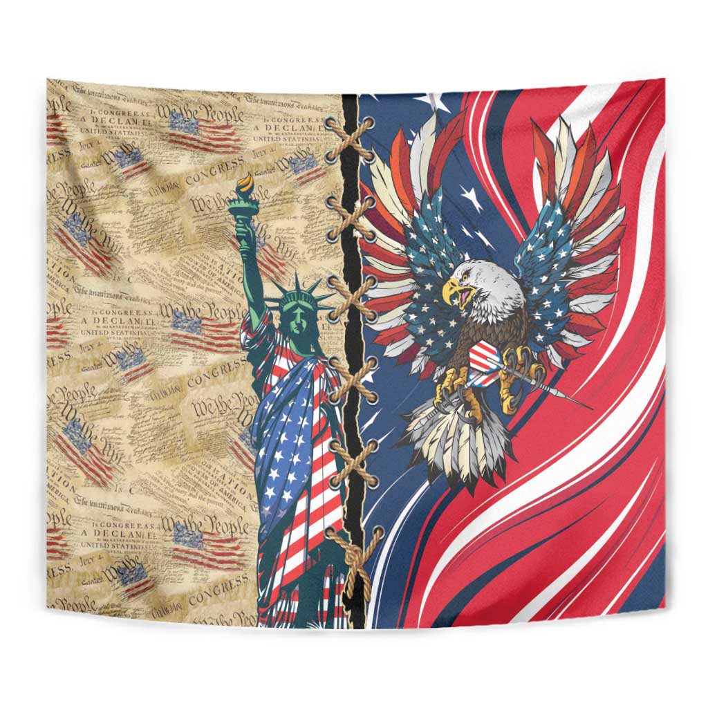 USA Eagle Statue of Liberty Tapestry American Patriotic Spirit - Wonder Print Shop