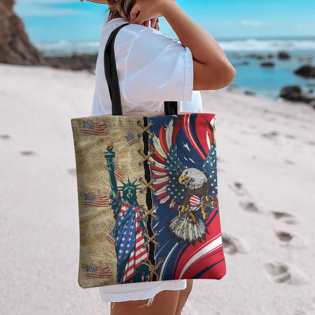 USA Eagle Statue of Liberty Tote Bag American Patriotic Spirit - Wonder Print Shop