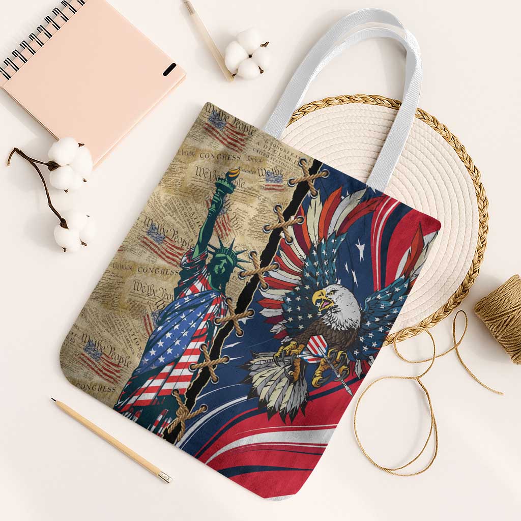 USA Eagle Statue of Liberty Tote Bag American Patriotic Spirit - Wonder Print Shop