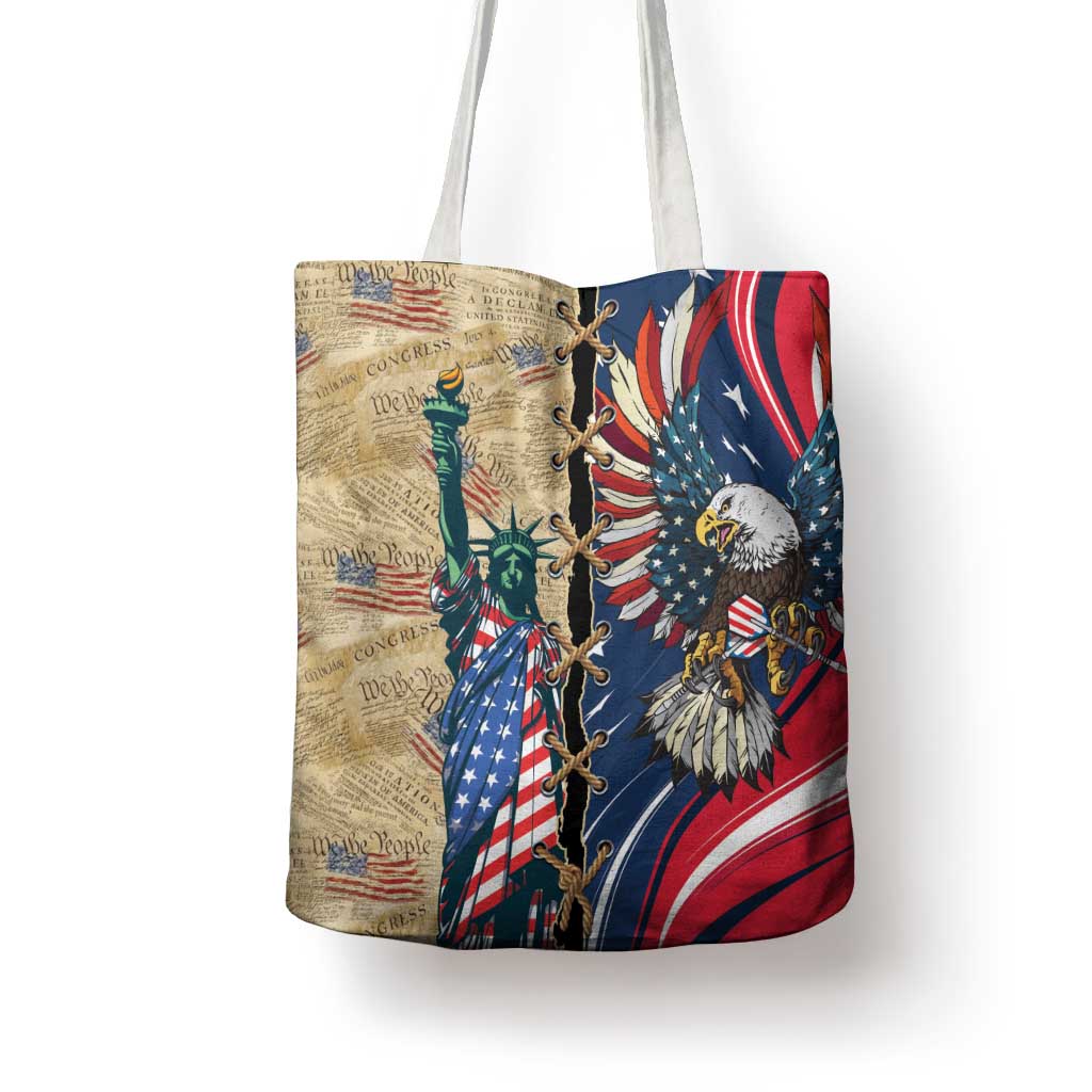 USA Eagle Statue of Liberty Tote Bag American Patriotic Spirit - Wonder Print Shop