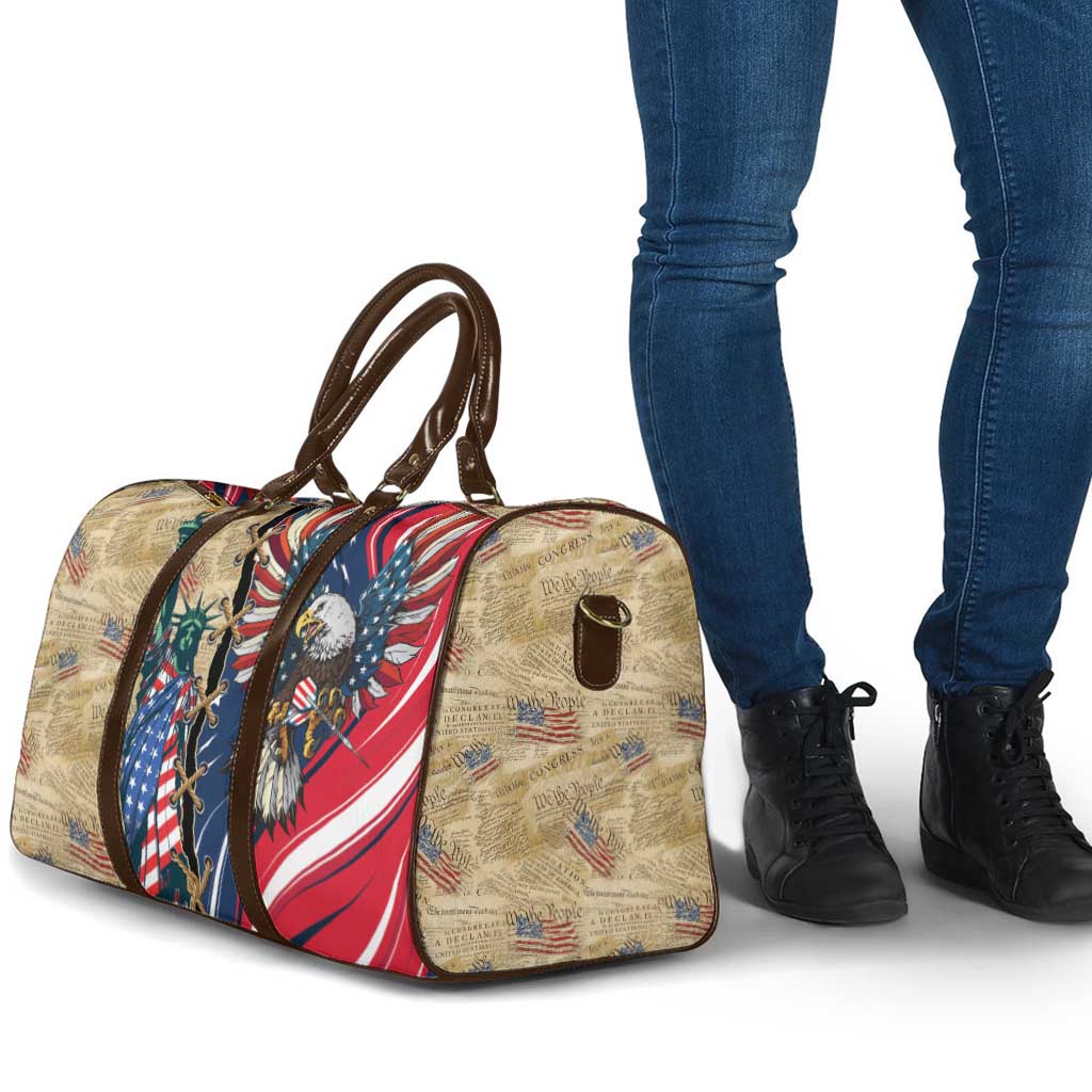 USA Eagle Statue of Liberty Travel Bag American Patriotic Spirit - Wonder Print Shop