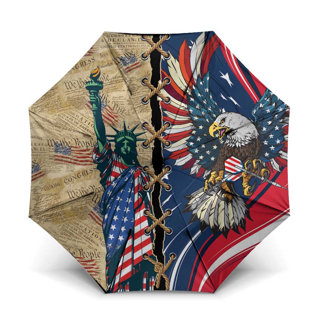USA Eagle Statue of Liberty Umbrella American Patriotic Spirit - Wonder Print Shop