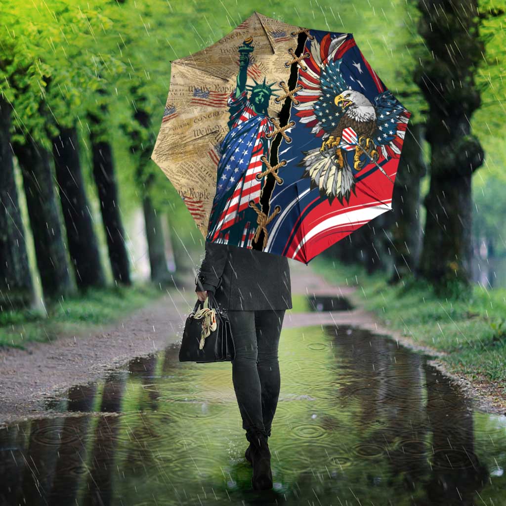 USA Eagle Statue of Liberty Umbrella American Patriotic Spirit - Wonder Print Shop
