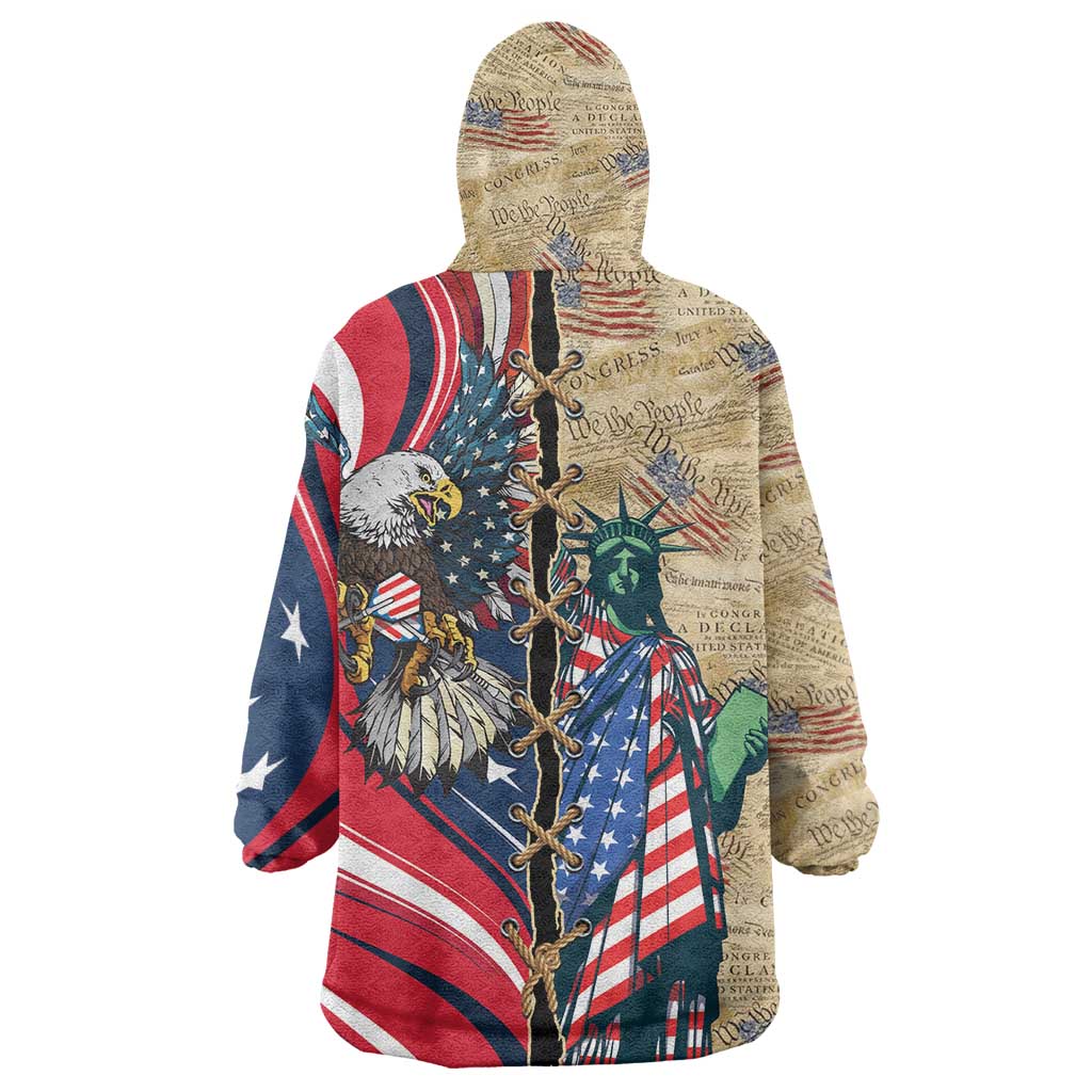 USA Eagle Statue of Liberty Wearable Blanket Hoodie American Patriotic Spirit - Wonder Print Shop