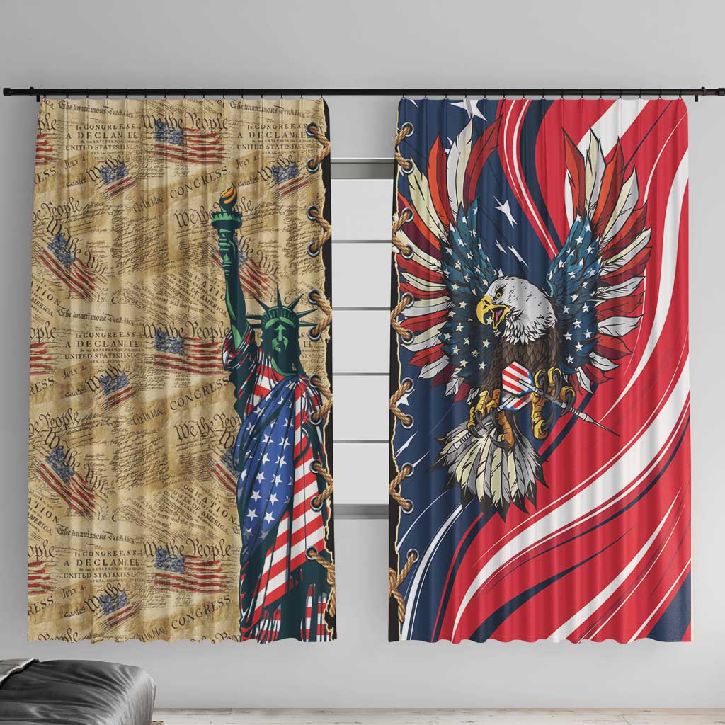 USA Eagle Statue of Liberty Window Curtain American Patriotic Spirit - Wonder Print Shop