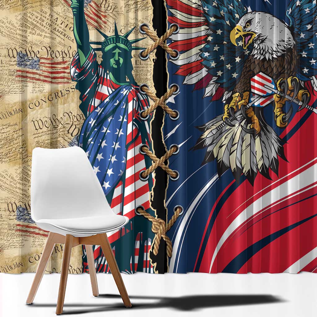 USA Eagle Statue of Liberty Window Curtain American Patriotic Spirit - Wonder Print Shop