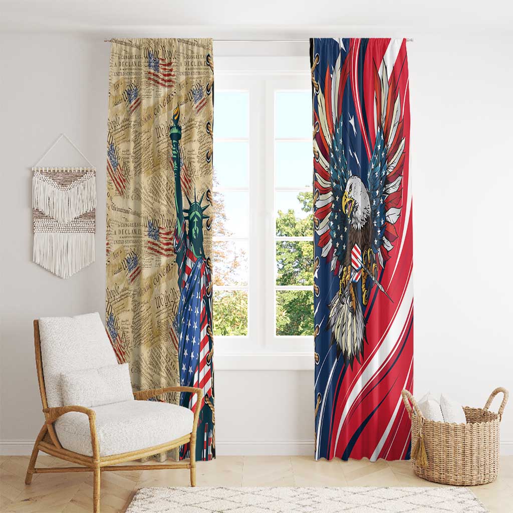 USA Eagle Statue of Liberty Window Curtain American Patriotic Spirit - Wonder Print Shop