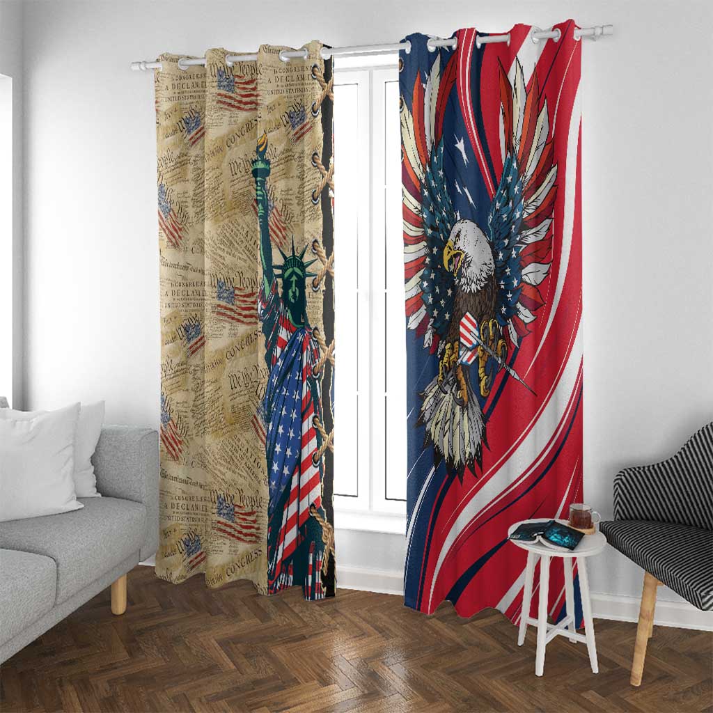 USA Eagle Statue of Liberty Window Curtain American Patriotic Spirit - Wonder Print Shop