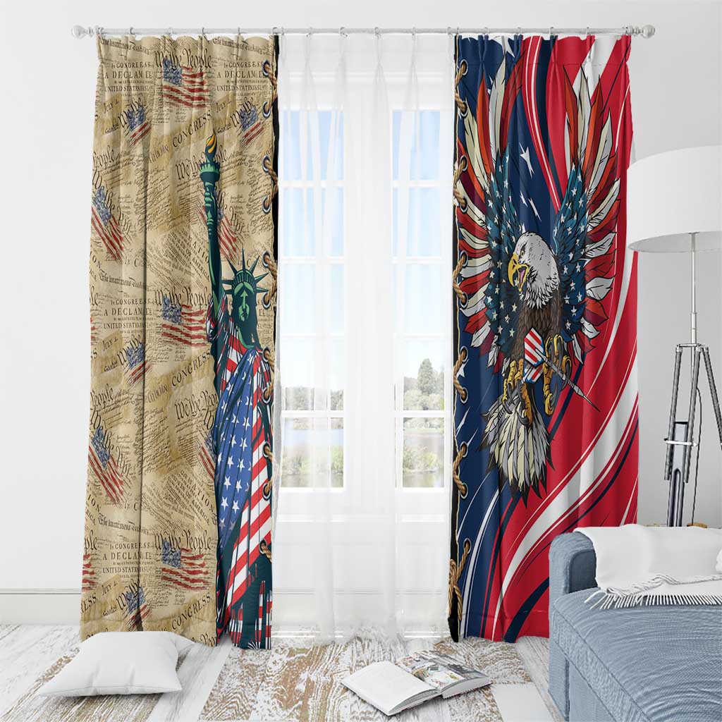 USA Eagle Statue of Liberty Window Curtain American Patriotic Spirit - Wonder Print Shop