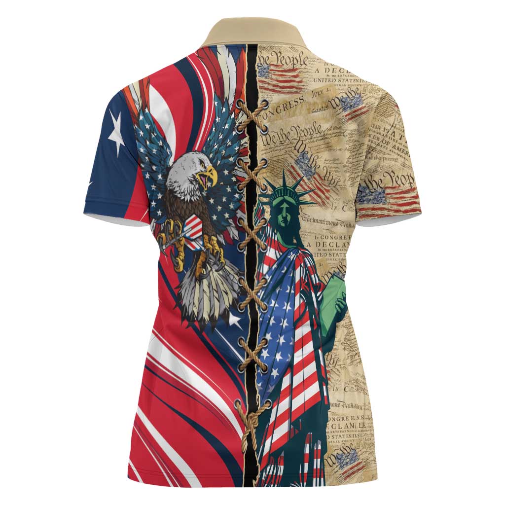 USA Eagle Statue of Liberty Women Polo Shirt American Patriotic Spirit - Wonder Print Shop