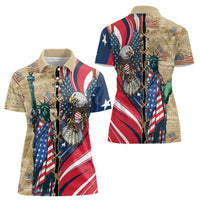 USA Eagle Statue of Liberty Women Polo Shirt American Patriotic Spirit - Wonder Print Shop