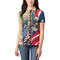 USA Eagle Statue of Liberty Women Polo Shirt American Patriotic Spirit - Wonder Print Shop