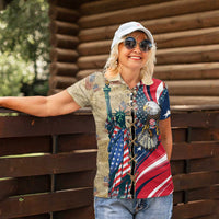 USA Eagle Statue of Liberty Women Polo Shirt American Patriotic Spirit - Wonder Print Shop