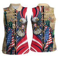 USA Eagle Statue of Liberty Women Sleeveless Polo Shirt American Patriotic Spirit - Wonder Print Shop