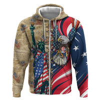 USA Eagle Statue of Liberty Zip Hoodie American Patriotic Spirit - Wonder Print Shop