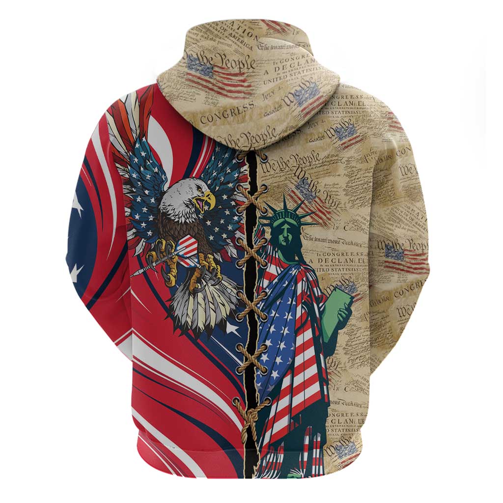 USA Eagle Statue of Liberty Zip Hoodie American Patriotic Spirit - Wonder Print Shop