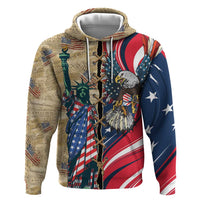 USA Eagle Statue of Liberty Zip Hoodie American Patriotic Spirit - Wonder Print Shop