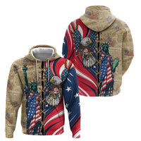 USA Eagle Statue of Liberty Zip Hoodie American Patriotic Spirit - Wonder Print Shop
