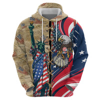 USA Eagle Statue of Liberty Zip Hoodie American Patriotic Spirit - Wonder Print Shop