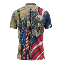 USA Eagle Statue of Liberty Zipper Polo Shirt American Patriotic Spirit - Wonder Print Shop
