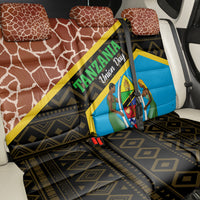 Tanzania Union Day 2024 Back Car Seat Cover Uhuru na Umoja Giraffe Pattern - Wonder Print Shop