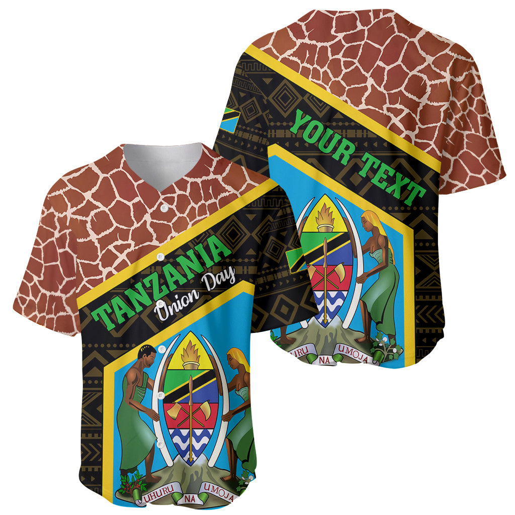 Tanzania Union Day 2024 Baseball Jersey Uhuru na Umoja Giraffe Pattern - Wonder Print Shop