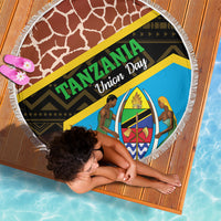Tanzania Union Day 2024 Beach Blanket Uhuru na Umoja Giraffe Pattern - Wonder Print Shop