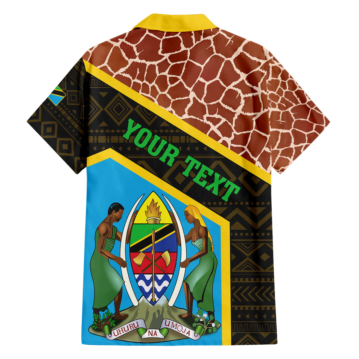 Tanzania Union Day 2024 Family Matching Off Shoulder Short Dress and Hawaiian Shirt Uhuru na Umoja Giraffe Pattern - Wonder Print Shop