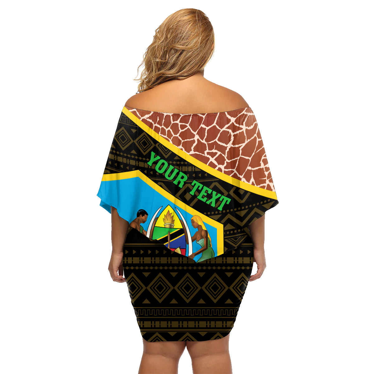 Tanzania Union Day 2024 Family Matching Off Shoulder Short Dress and Hawaiian Shirt Uhuru na Umoja Giraffe Pattern - Wonder Print Shop