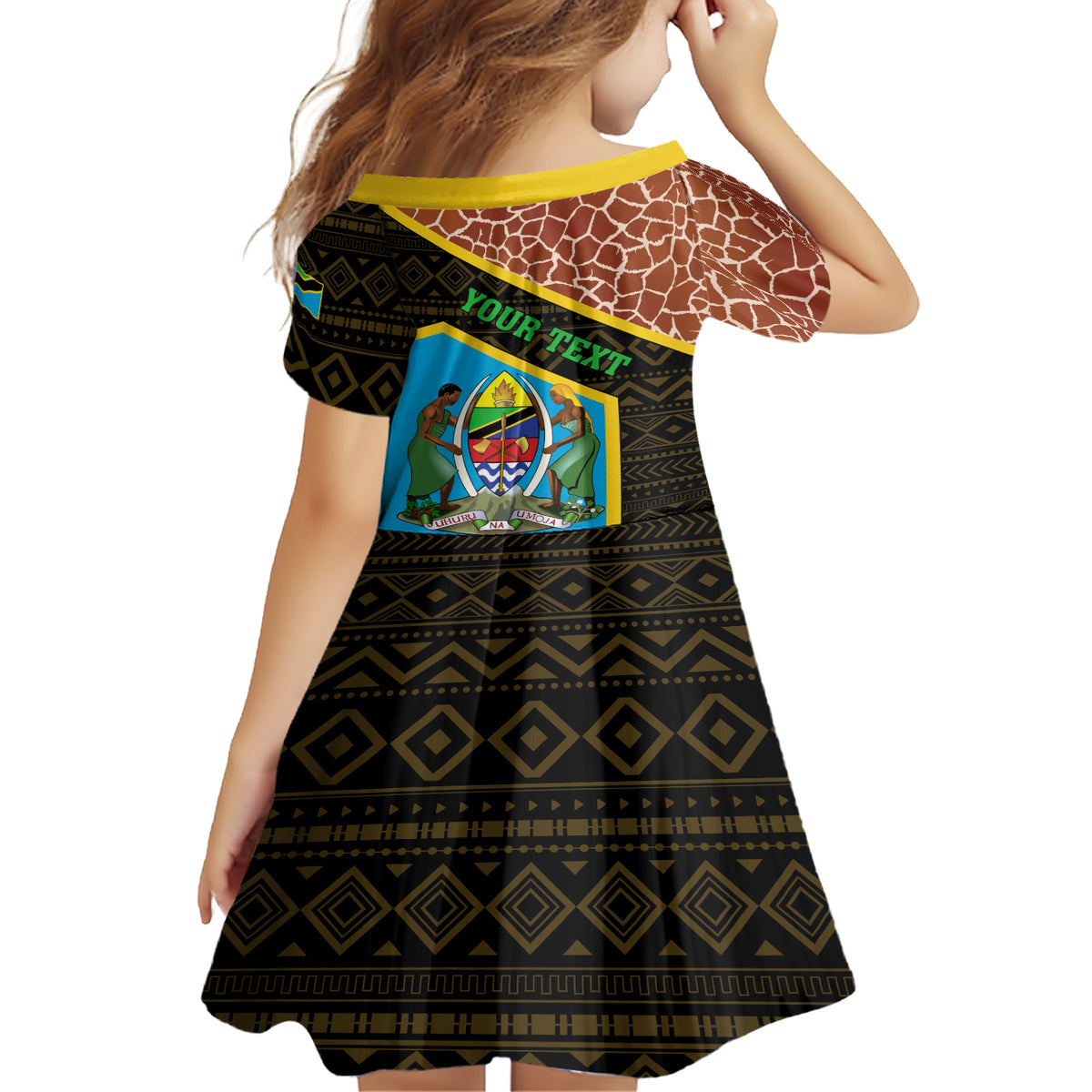 Tanzania Union Day 2024 Family Matching Short Sleeve Bodycon Dress and Hawaiian Shirt Uhuru na Umoja Giraffe Pattern - Wonder Print Shop