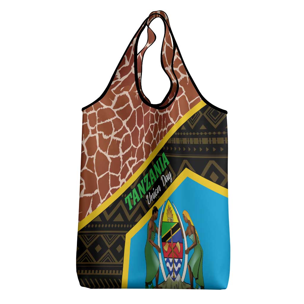 Tanzania Union Day 2024 Grocery Bag Uhuru na Umoja Giraffe Pattern