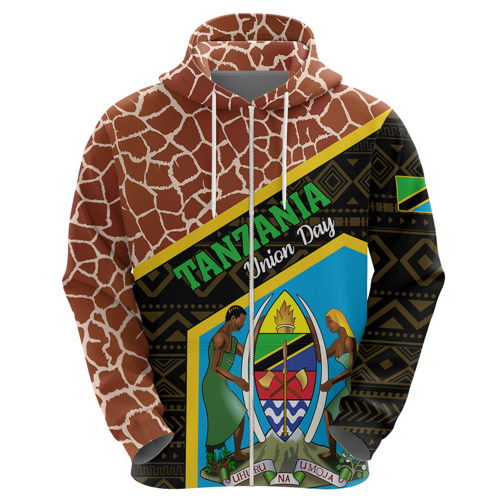 Tanzania Union Day 2024 Hoodie Uhuru na Umoja Giraffe Pattern - Wonder Print Shop