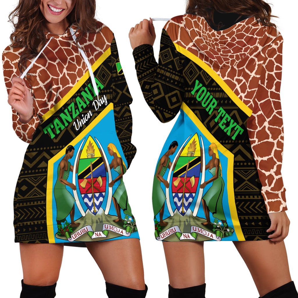 Tanzania Union Day 2024 Hoodie Dress Uhuru na Umoja Giraffe Pattern - Wonder Print Shop