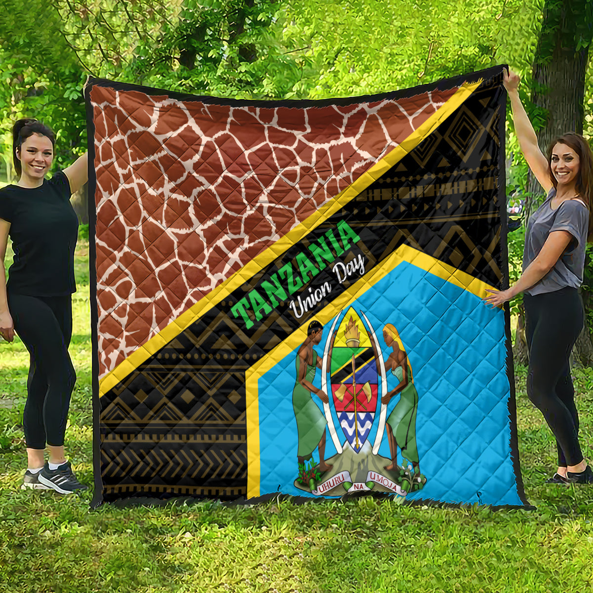 Tanzania Union Day 2024 Quilt Uhuru na Umoja Giraffe Pattern - Wonder Print Shop