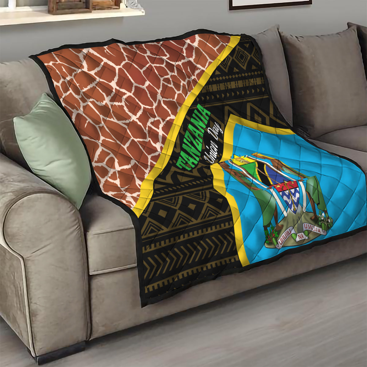 Tanzania Union Day 2024 Quilt Uhuru na Umoja Giraffe Pattern - Wonder Print Shop
