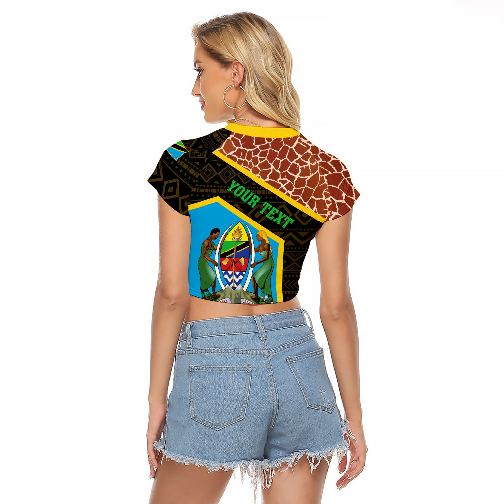 Tanzania Union Day 2024 Raglan Cropped T Shirt Uhuru na Umoja Giraffe Pattern - Wonder Print Shop
