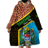 Tanzania Union Day 2024 Wearable Blanket Hoodie Uhuru na Umoja Giraffe Pattern - Wonder Print Shop