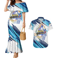 Uruguay Basketball Custom Couples Matching Mermaid Dress and Hawaiian Shirt Charruas Go Champion