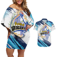 Uruguay Basketball Custom Couples Matching Off Shoulder Short Dress and Hawaiian Shirt Charruas Go Champion
