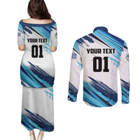 Uruguay Basketball Custom Couples Matching Puletasi and Long Sleeve Button Shirt Charruas Go Champion