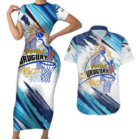 Uruguay Basketball Custom Couples Matching Short Sleeve Bodycon Dress and Hawaiian Shirt Charruas Go Champion