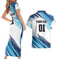 Uruguay Basketball Custom Couples Matching Short Sleeve Bodycon Dress and Hawaiian Shirt Charruas Go Champion