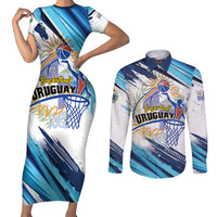 Uruguay Basketball Custom Couples Matching Short Sleeve Bodycon Dress and Long Sleeve Button Shirt Charruas Go Champion