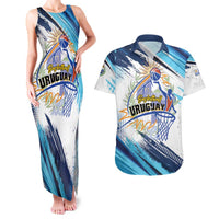 Uruguay Basketball Custom Couples Matching Tank Maxi Dress and Hawaiian Shirt Charruas Go Champion