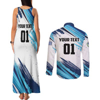 Uruguay Basketball Custom Couples Matching Tank Maxi Dress and Long Sleeve Button Shirt Charruas Go Champion