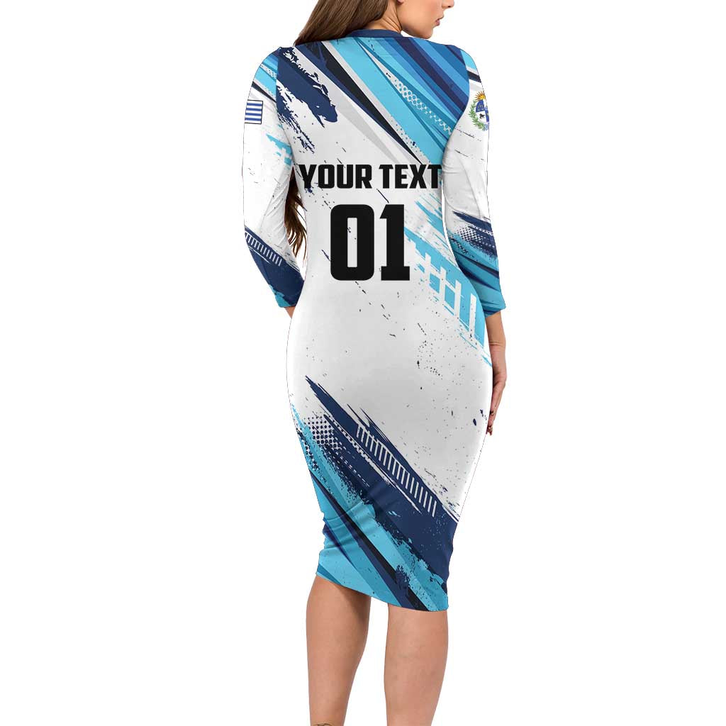 Uruguay Basketball Custom Family Matching Long Sleeve Bodycon Dress and Hawaiian Shirt Charruas Go Champion