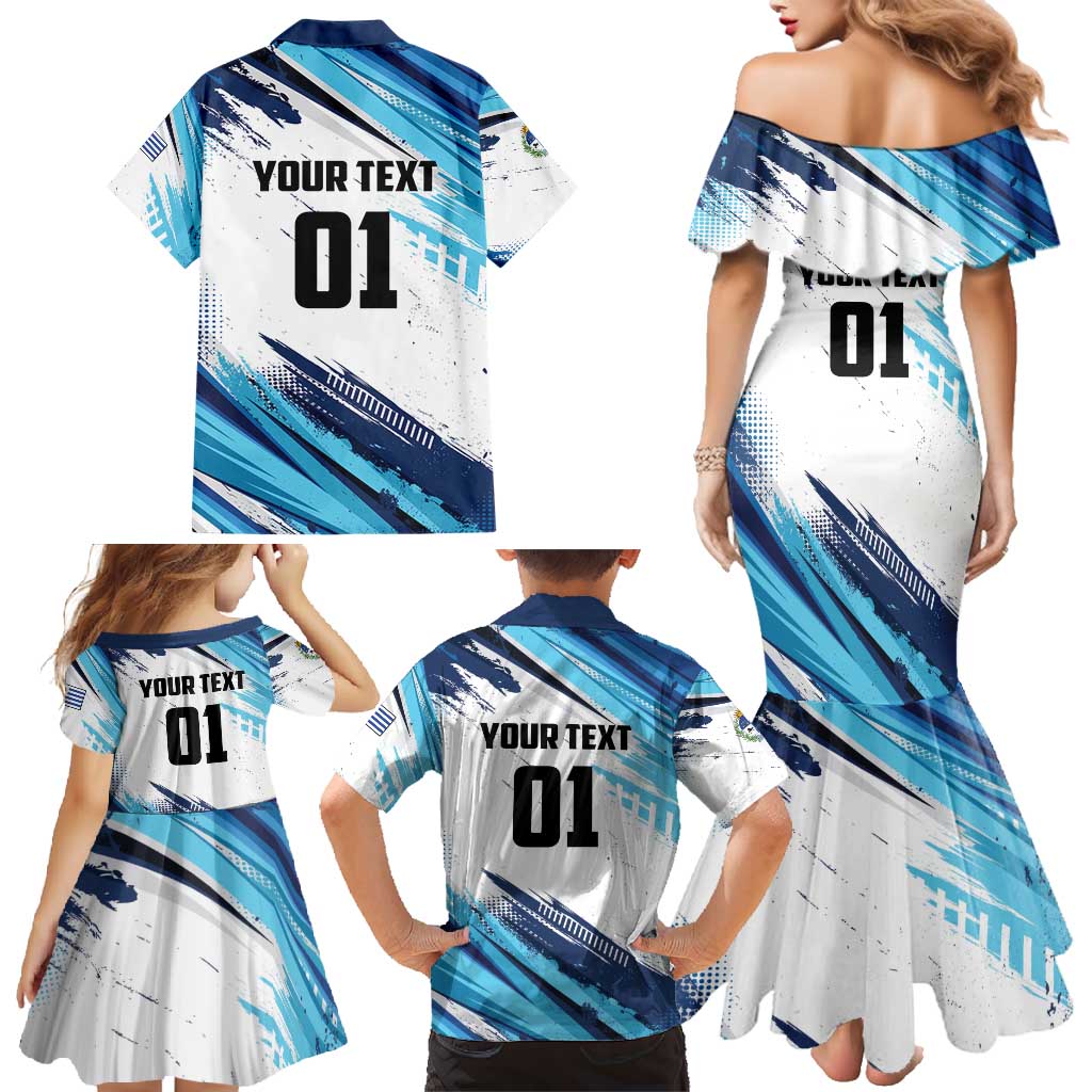 Uruguay Basketball Custom Family Matching Mermaid Dress and Hawaiian Shirt Charruas Go Champion
