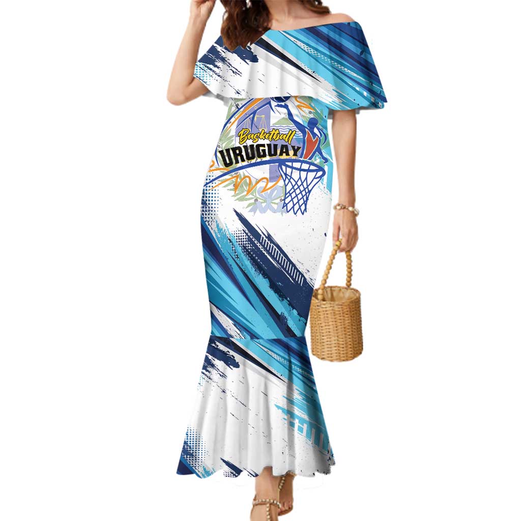 Uruguay Basketball Custom Family Matching Mermaid Dress and Hawaiian Shirt Charruas Go Champion
